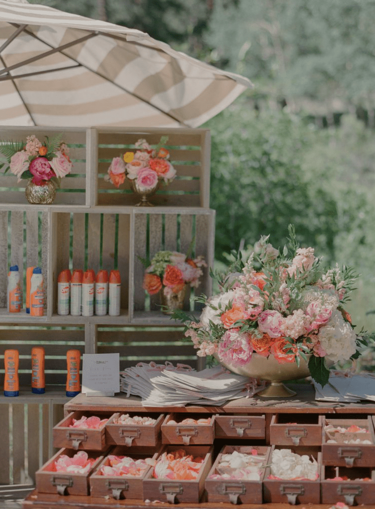 Beautiful examples of June wedding flower arrangements. 