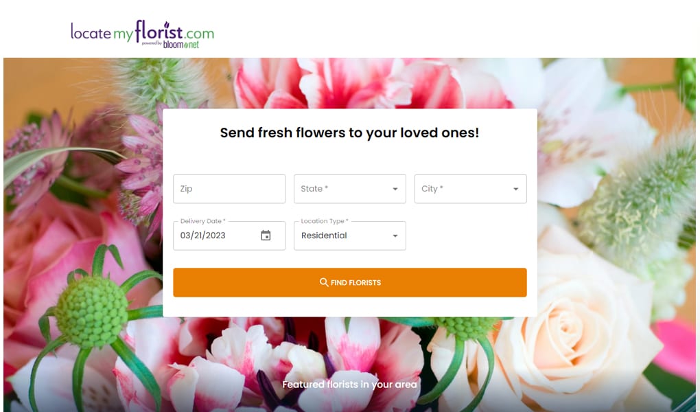 Locate My Florist Search Screen