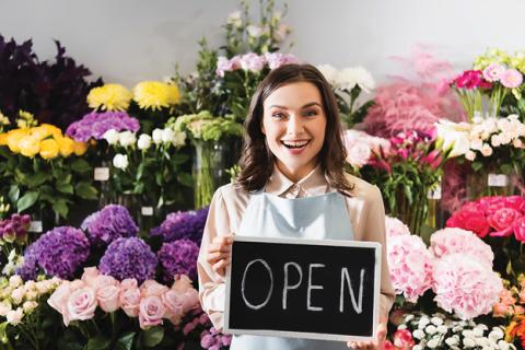 Florist with Open Sign