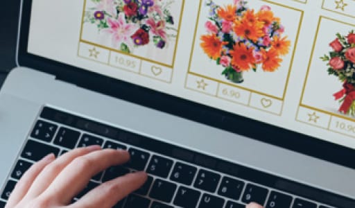 Computer Screen with Floral Arrangements