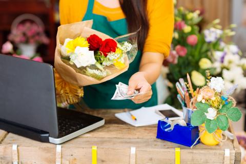 Florist with computer