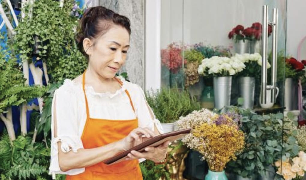 Florist with Tablet