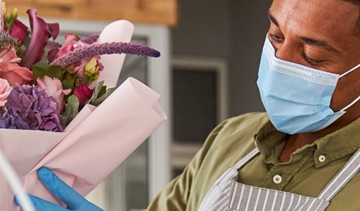 Florist wearing mask