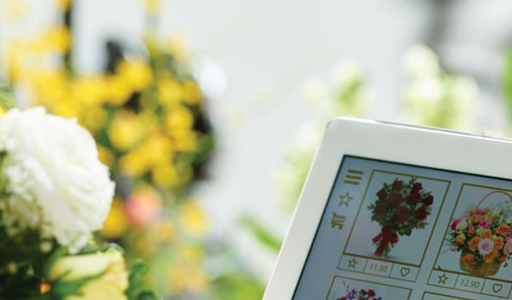 Laptop with Order screen and flowers
