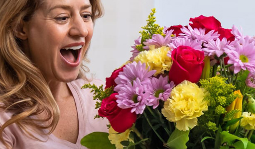 Person receiving flowers