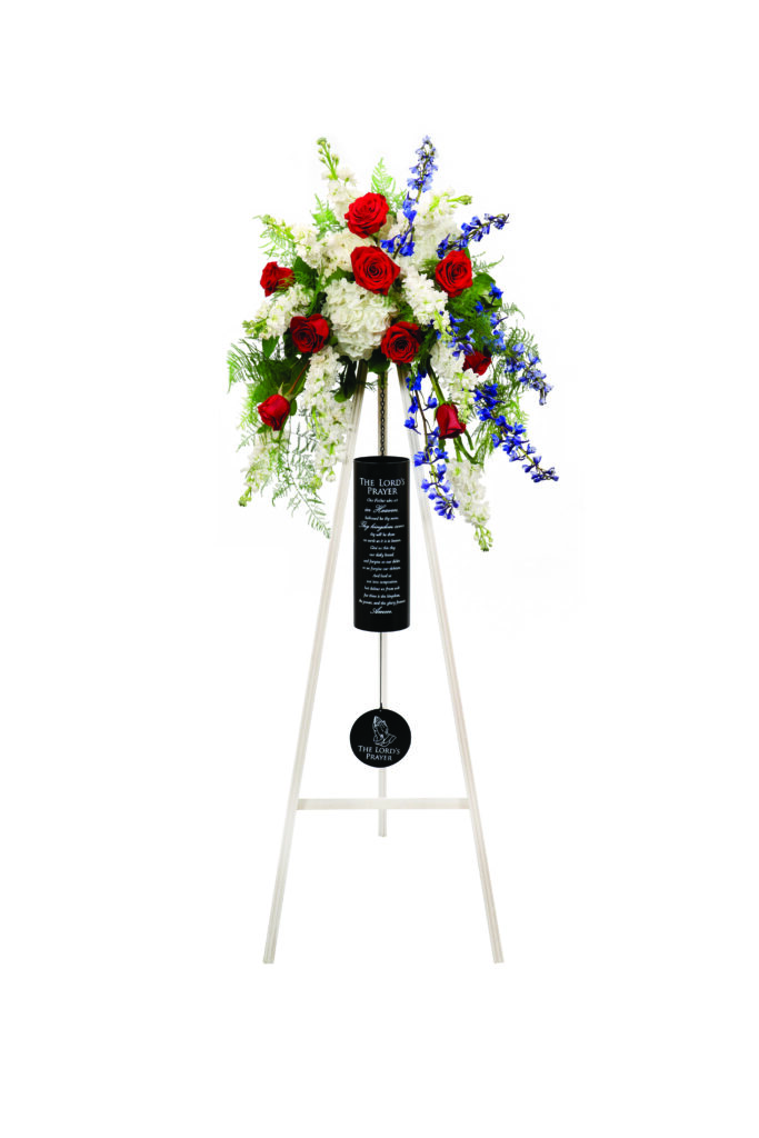 Sympathy and tribute floral arrangement.