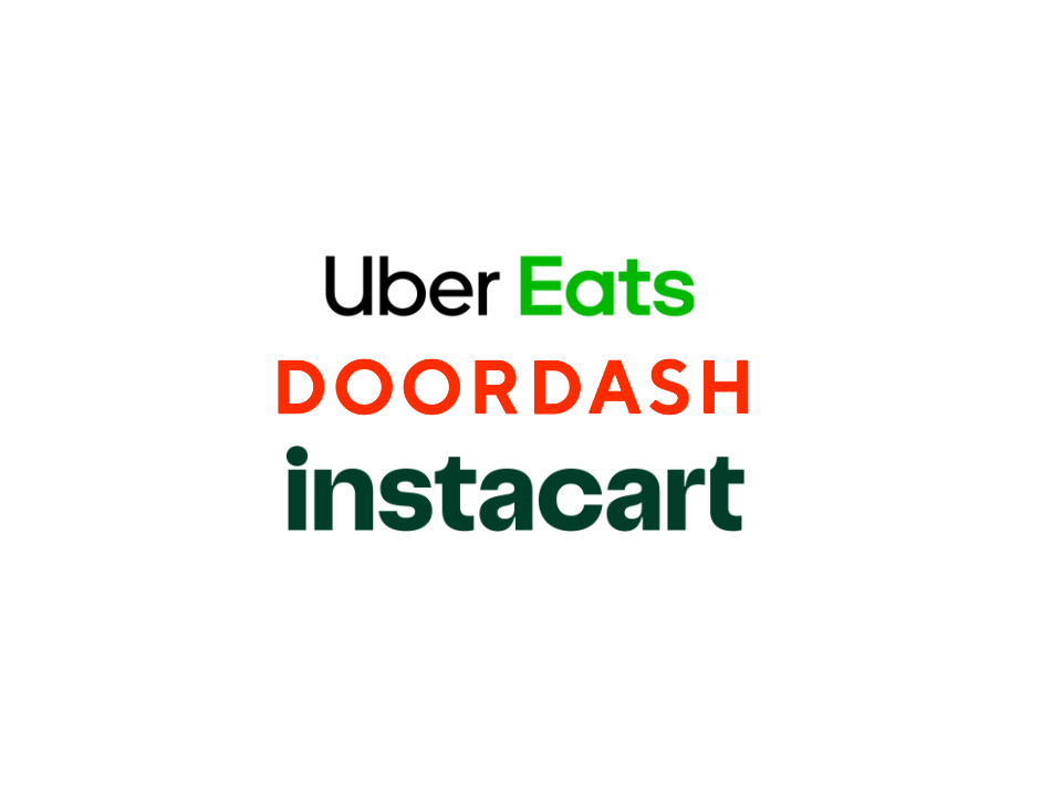 Uber Eats, DoorDash and Instacart logos